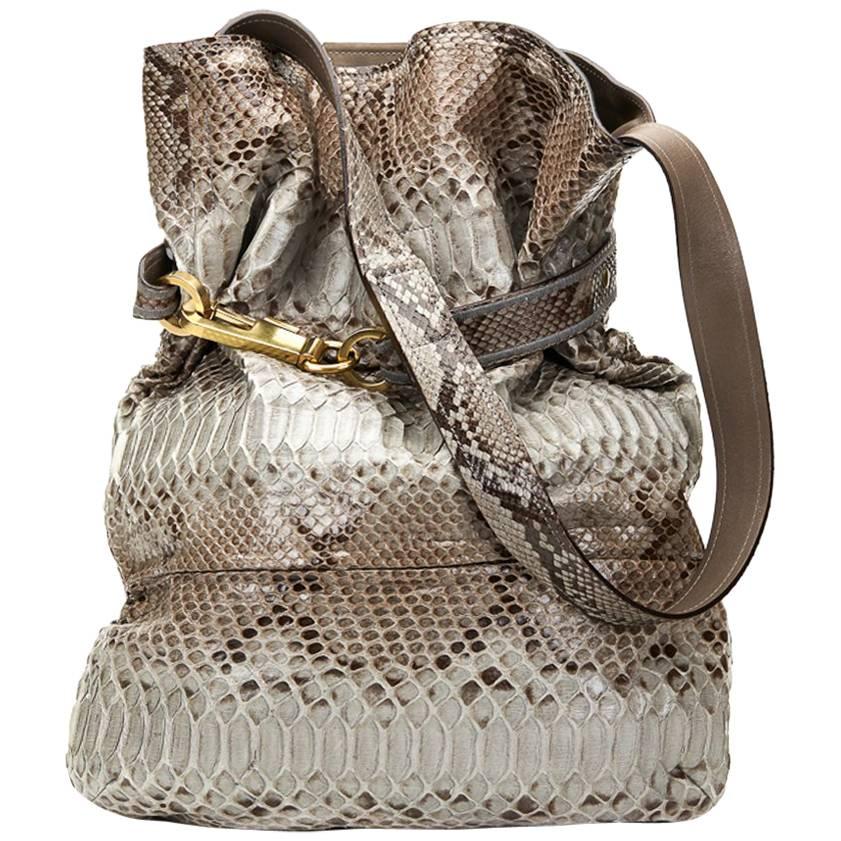 2000 Chloe Taupe Python Leather Joan Bucket Bag