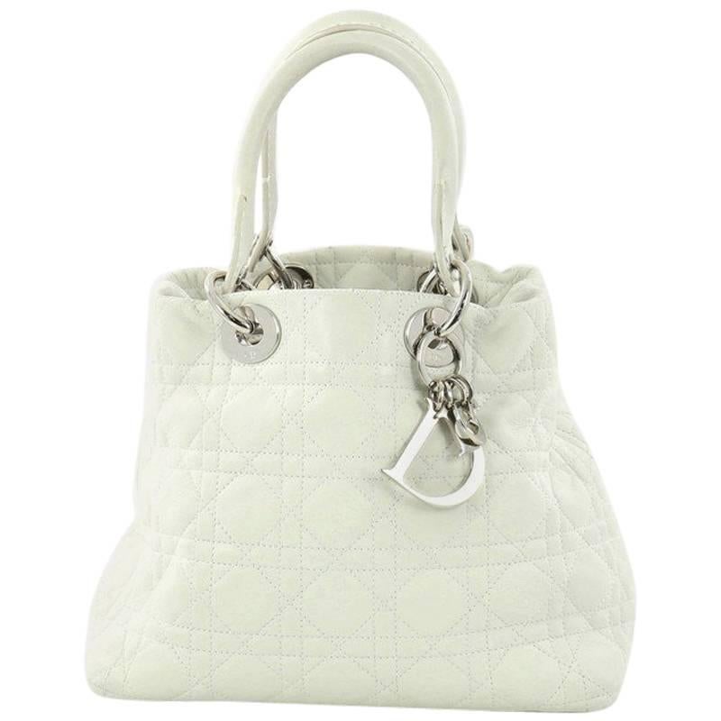 Christian Dior Lady Dior Soft Tote Cannage Quilt Lambskin Medium