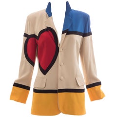 Moschino Cheap And Chic Colorblock "Art Is Love" Blazer, Circa 1990's