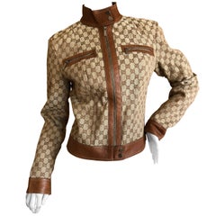 Gucci by Tom Ford Leather Monogram Moto Jacket, 2002 