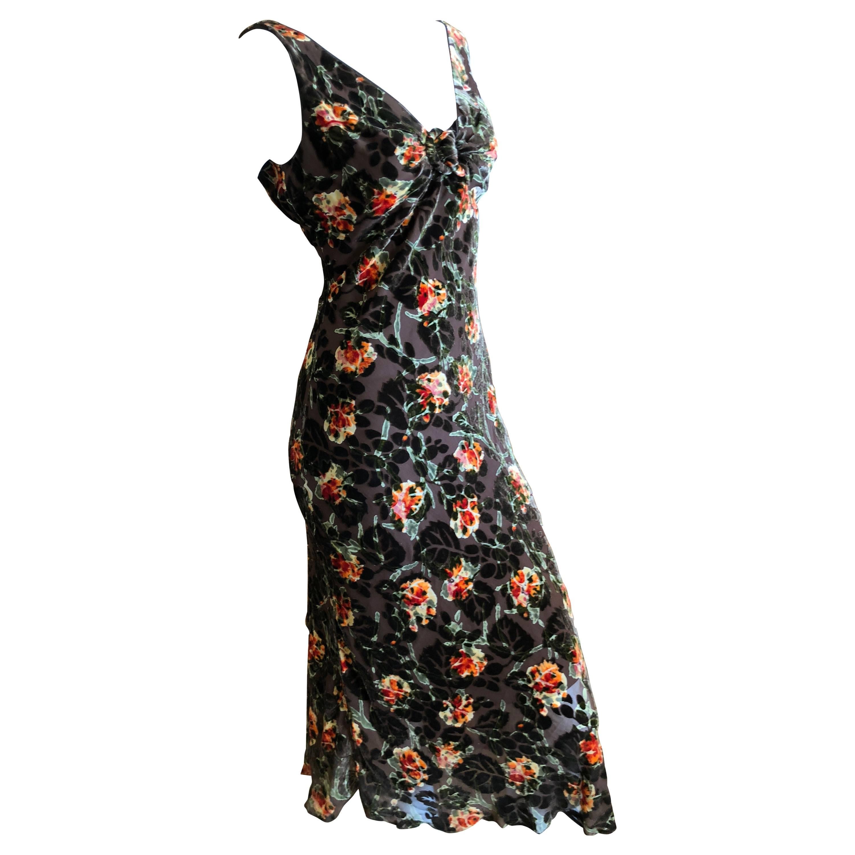 John Galliano Vintage Floral Devore Velvet Cocktail Dress For Sale