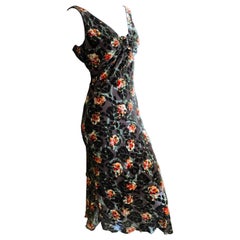 John Galliano Vintage Floral Devore Velvet Cocktail Dress
