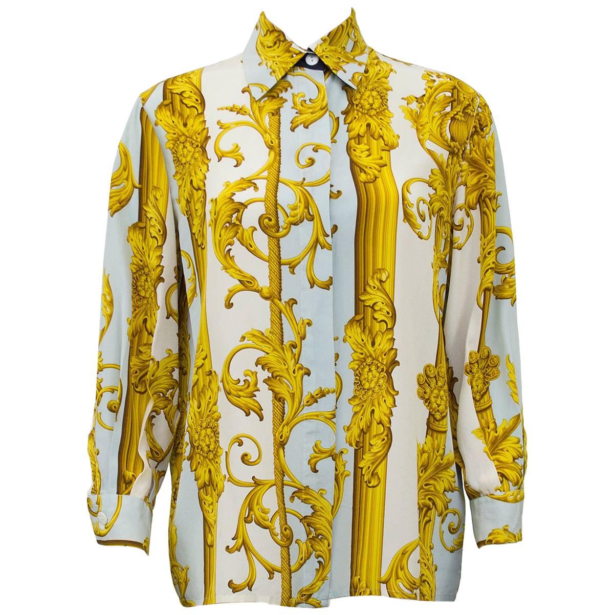 1990s Gianfranco Ferre Silk Baroque Print Shirt