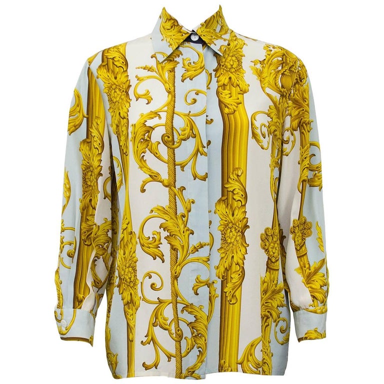 1990s Gianfranco Ferre Silk Baroque Print Shirt at 1stDibs