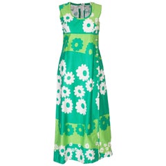 A Vintage 1960s green cotton floral printed long Summer Dress