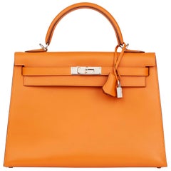 Hermes Orange H Calf Leather Kelly 32cm Sellier Bag, 2004 