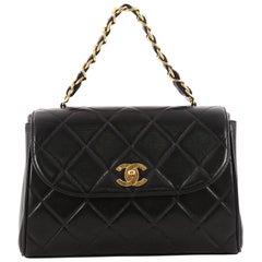 Chanel Vintage Square Chain Handle Flap Bag Quilted Lambskin Mini