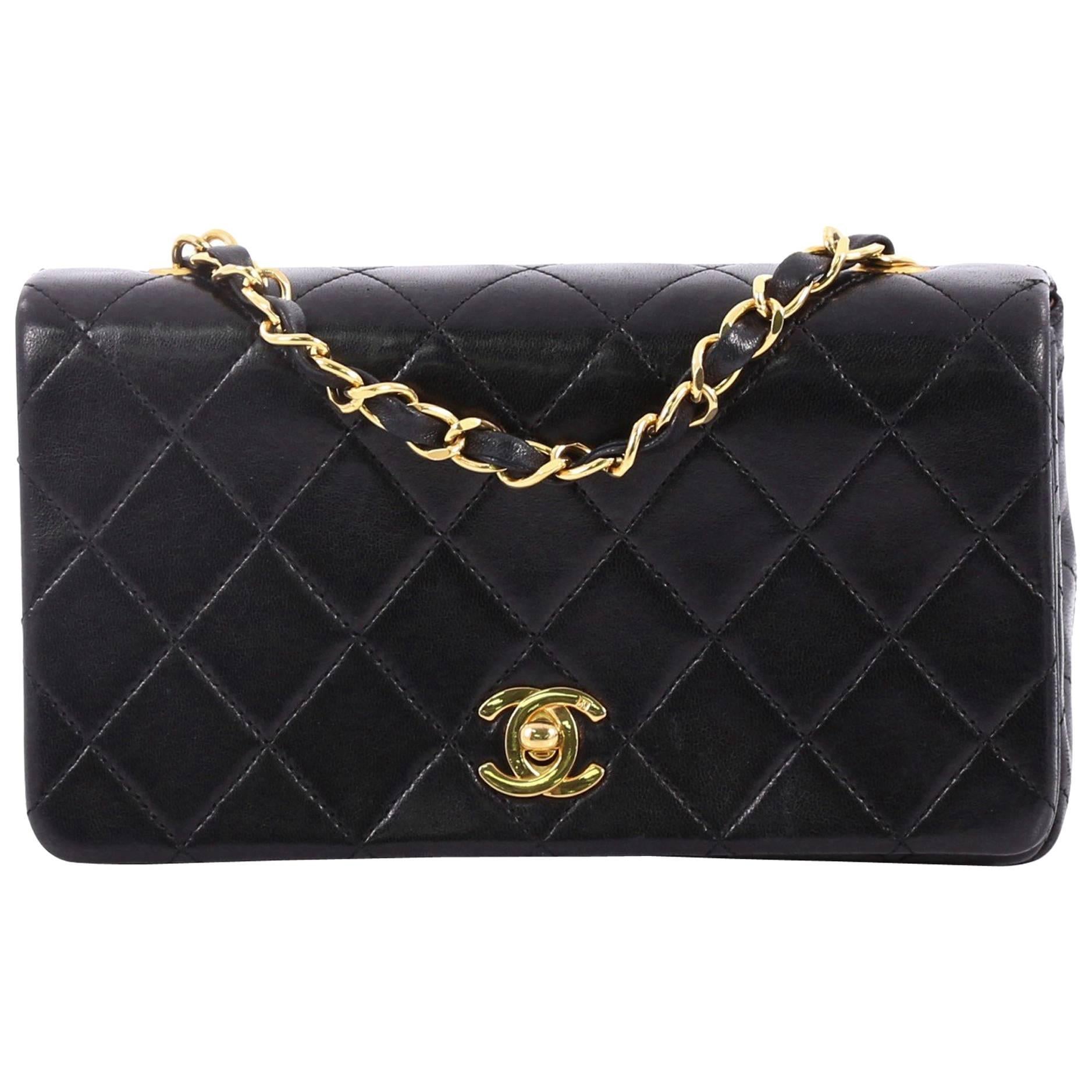 Chanel Vintage Full Flap Bag Quilted Lambskin Mini