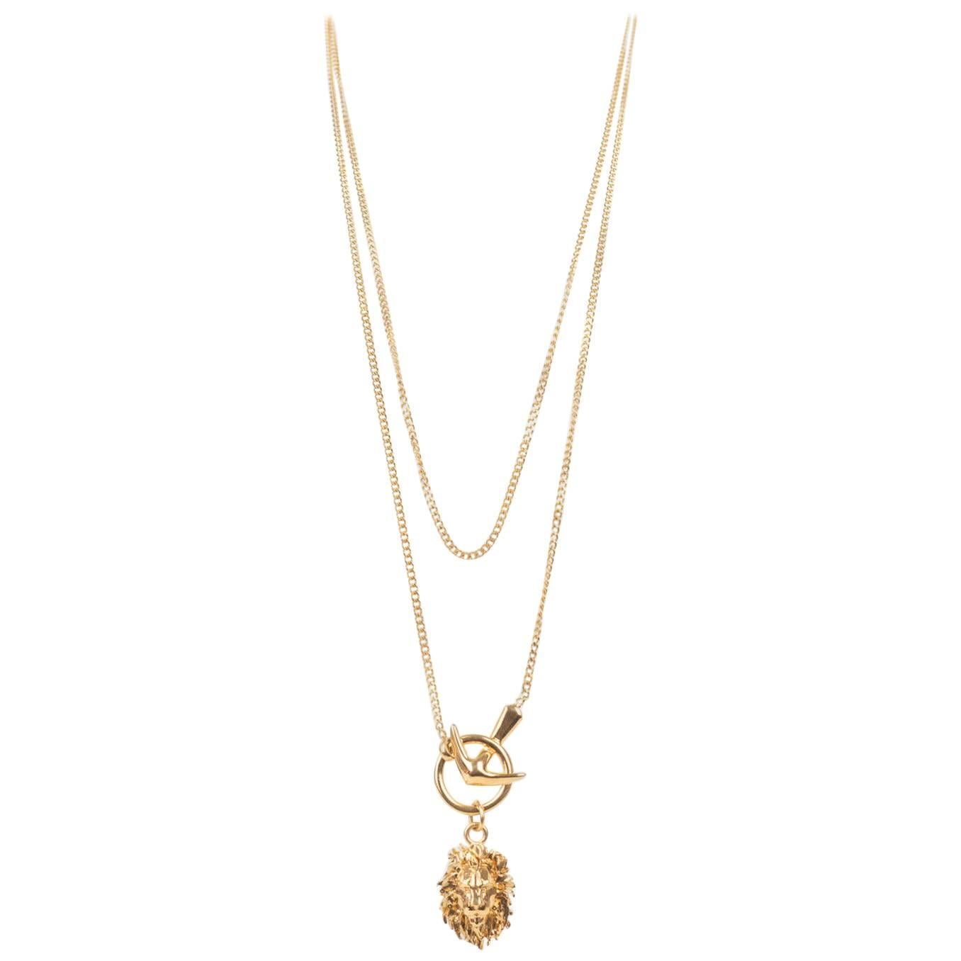 Roberto Cavalli Gold Lion Head Pendant Necklace For Sale at 1stDibs ...