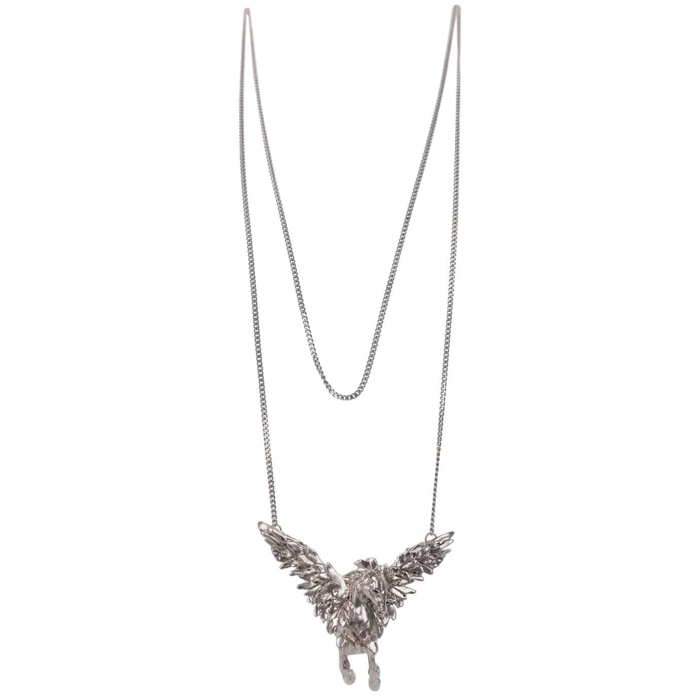 Roberto Cavalli Metal Feather Charms Pendant Necklace For Sale