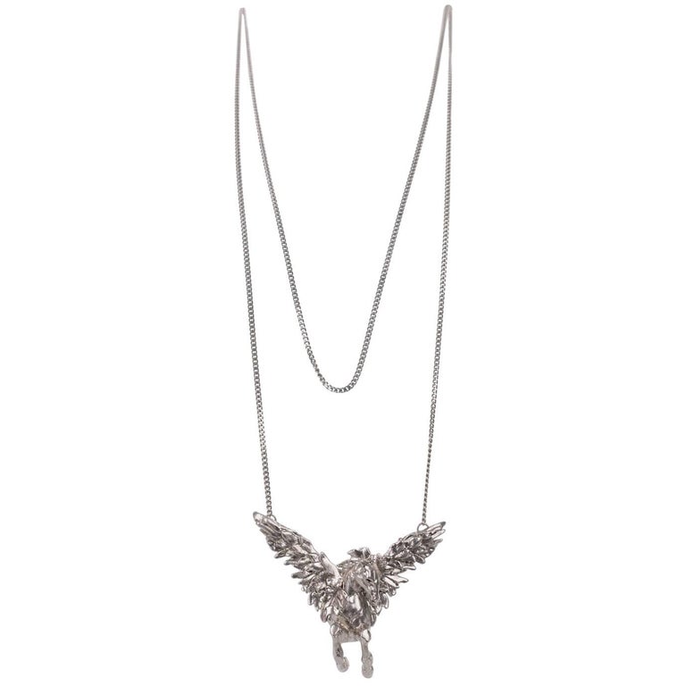 Roberto Cavalli Metal Feather Charms Pendant Necklace For Sale at ...