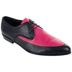 Roberto Cavalli Mens Pink Pointed Two Tone Leather Lace up Shoe