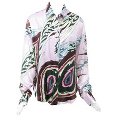 Alexander McQueen Silk Print Blouse, Larger Size