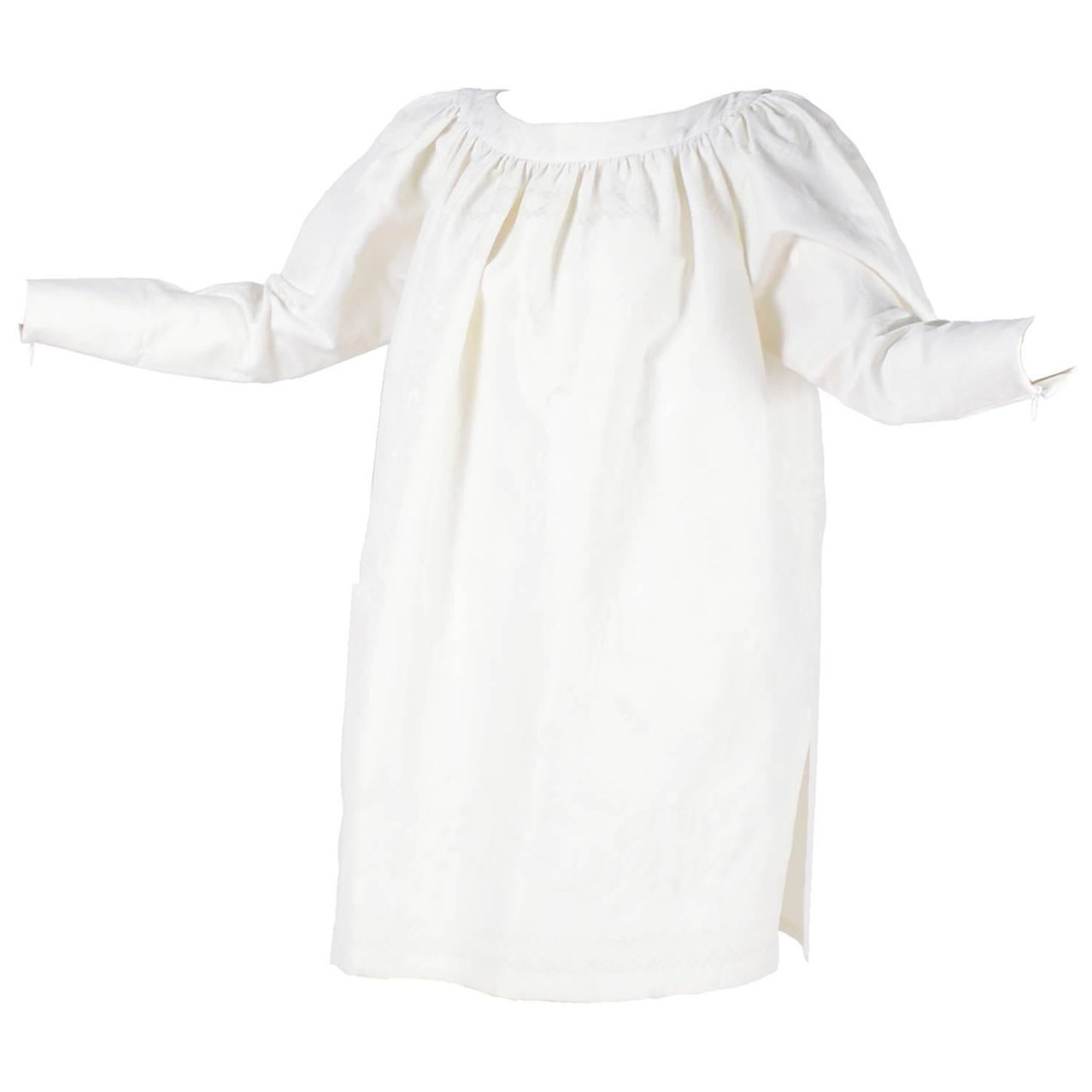 Christian Lacroix - Tunique ou robe en lin damas blanc vintage avec étiquette d'origine, années 1980