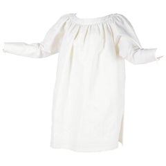 1980s Christian Lacroix Retro White Linen Damask Tunic or Dress w Original Tag