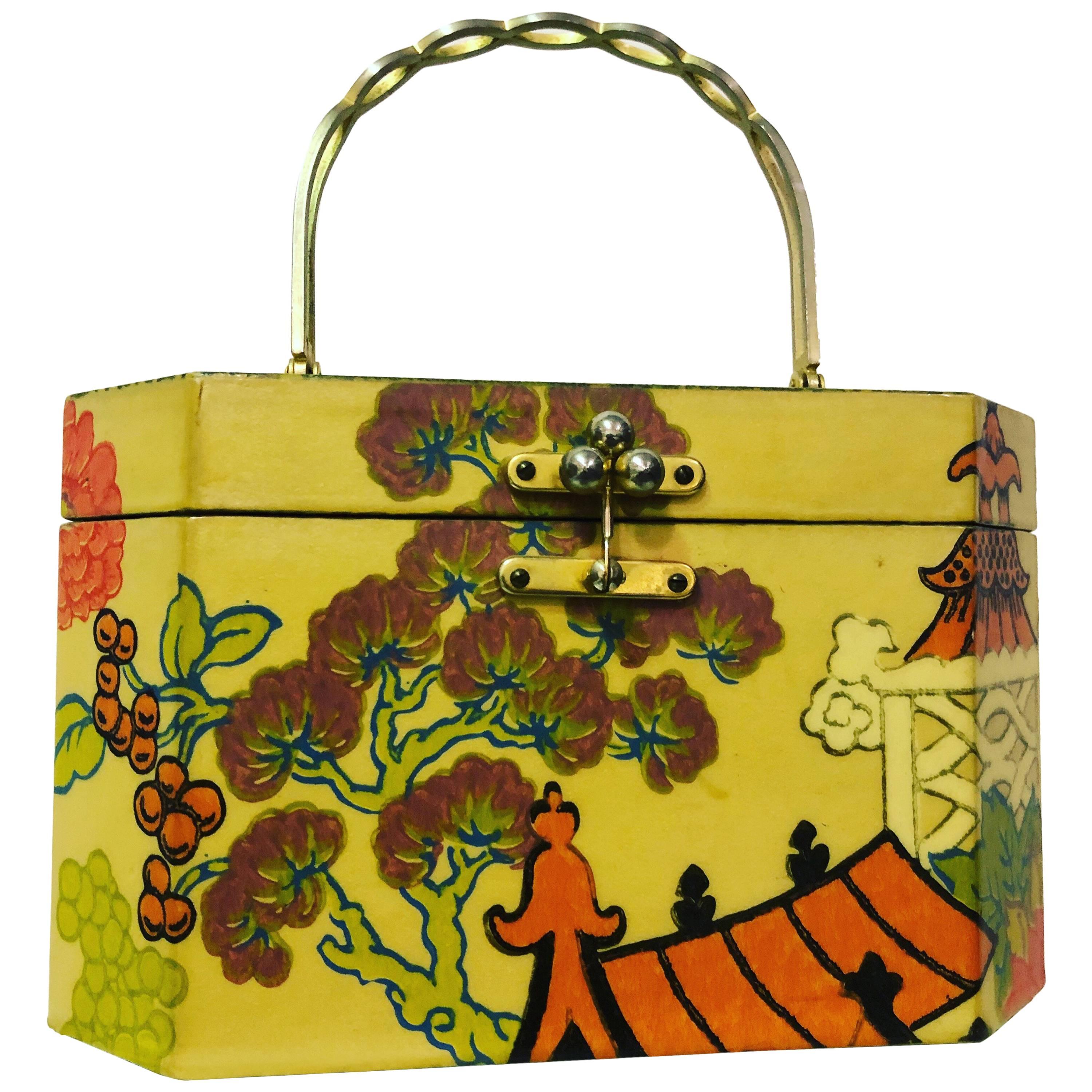 Annie Laurie Originals Palm Beach Chinese Motif Box Bag, 1960s 