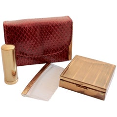 Vintage Rex Fifth Ave Snakeskin Mini Clutch + Compact Mirror Lipstick Holder Comb 1950s