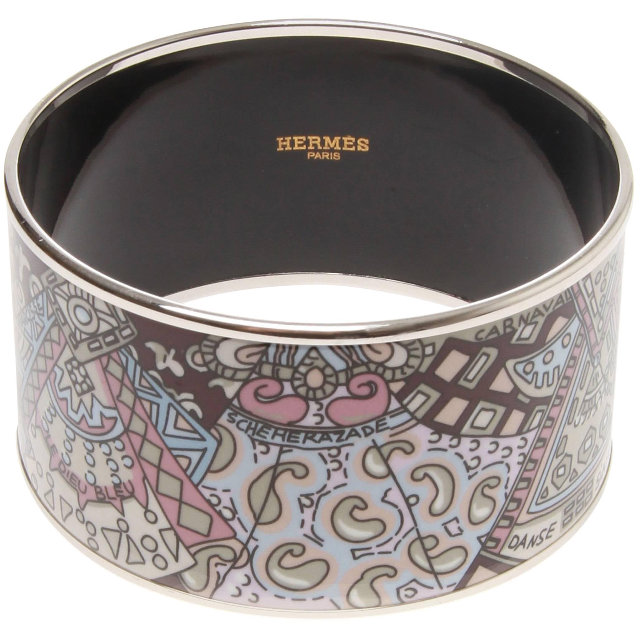 Hermes Extra Large printed enamel bracelet