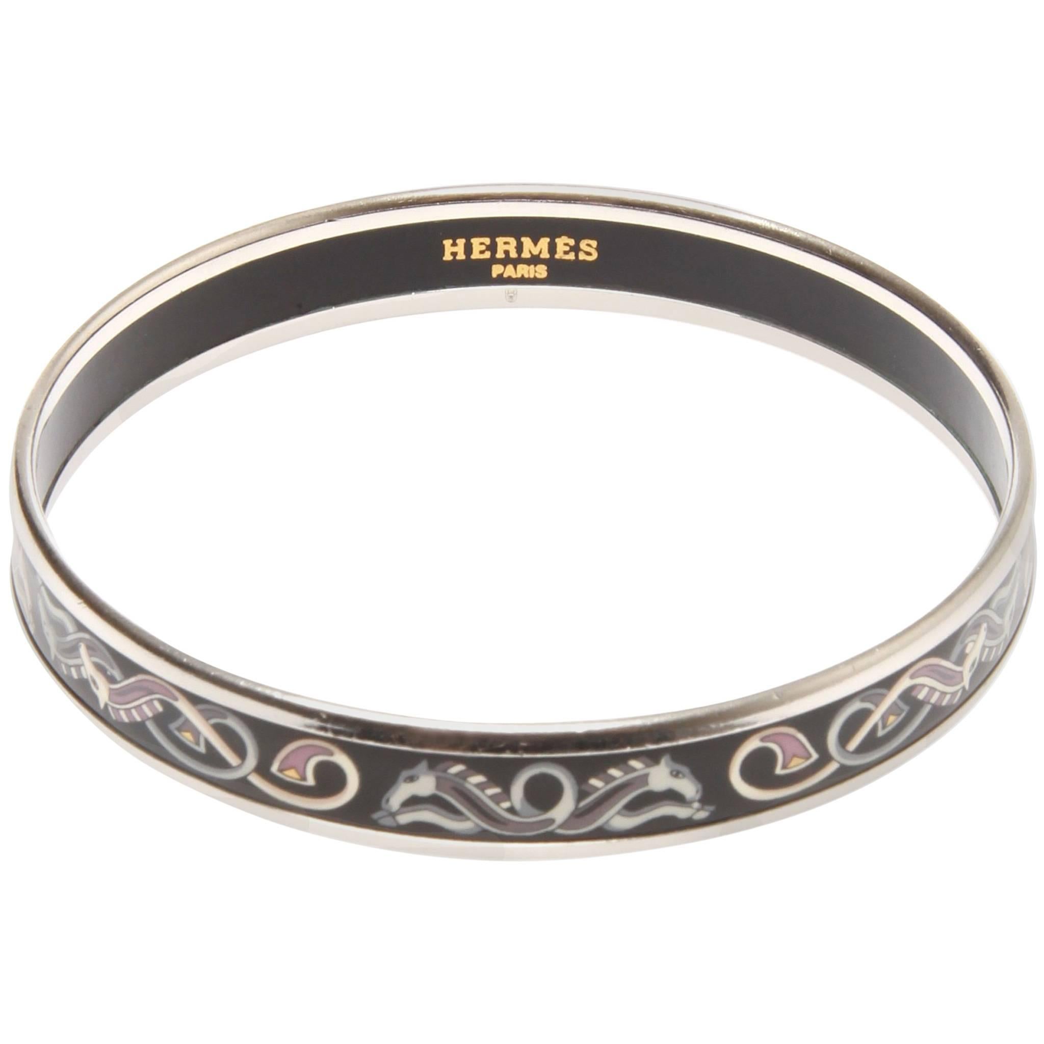 Hermes narrow printed enamel bracelet