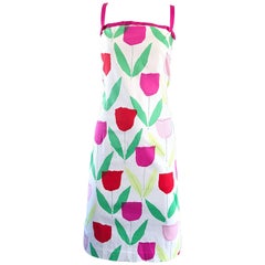 1990s Moschino Cheap & Chic Pink + Red + Green Tulip / Rose Print Vintage Dress
