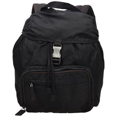 Prada Dark Brown Nylon Drawstring Backpack