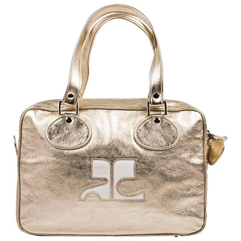 COURRÈGES Bag in Golden Soft Smooth Lambskin Leather