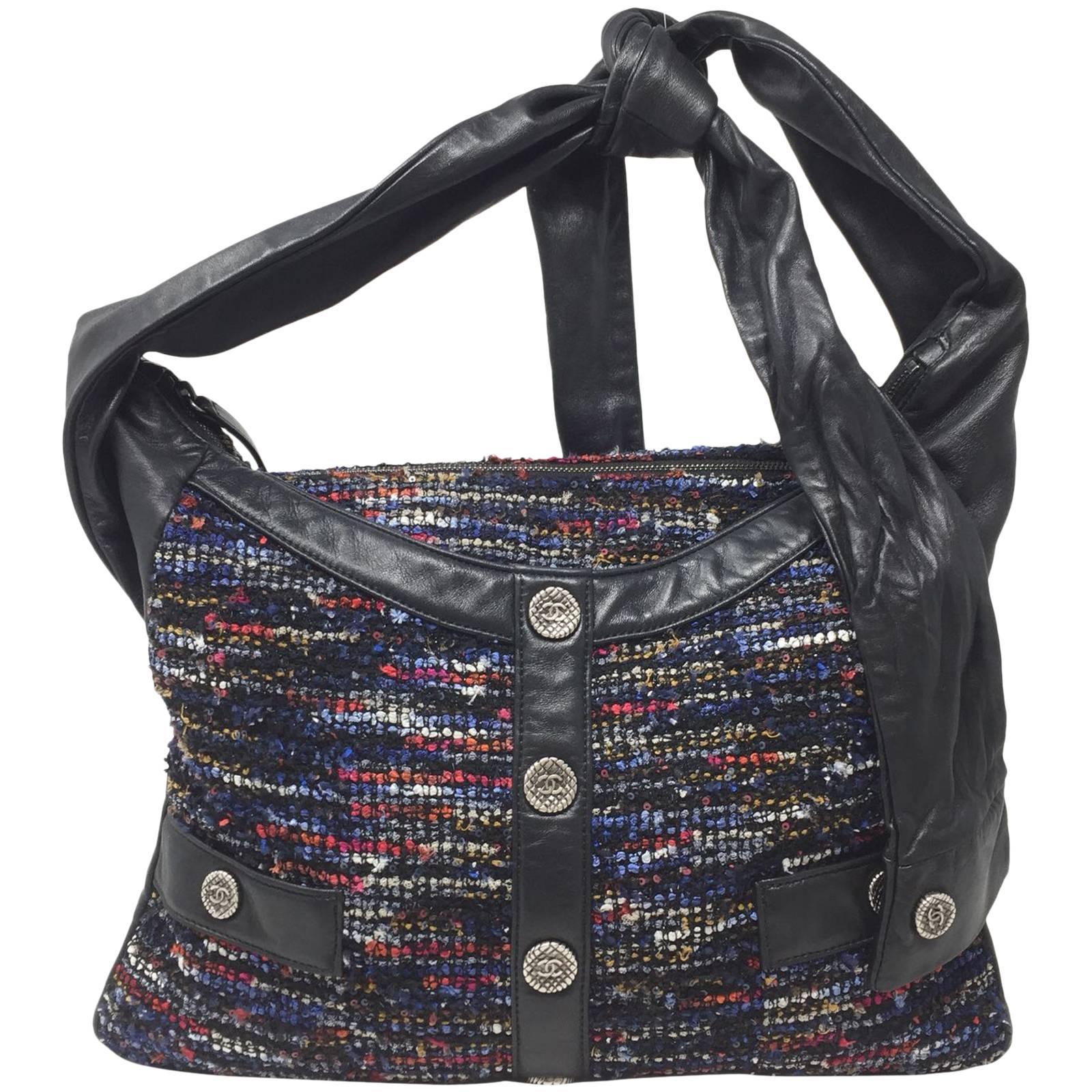 Chanel Multicolor Tweed and Black Lambskin Girl Bag, 2016