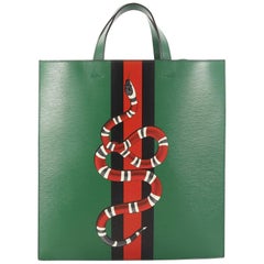 Gucci Web and Snake Convertible Soft Open Tote Printed Leather Tall