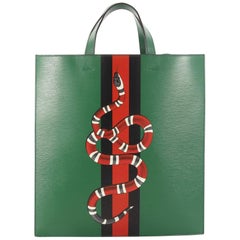 Gucci Web and Snake Convertible Soft Open Tote Printed Leather Tall 