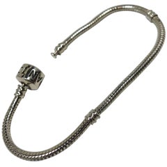 Used Signed PANDORA Sterling Silver Snake Link Bracelet