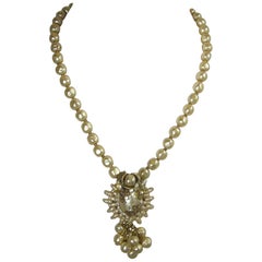 Early Haskell Faux Baroque Pearl Drop Necklace