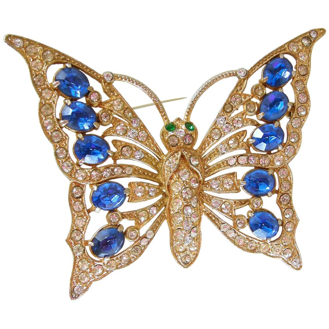 Vintage Large Unsigned Staret Famous Butterfly Brooch