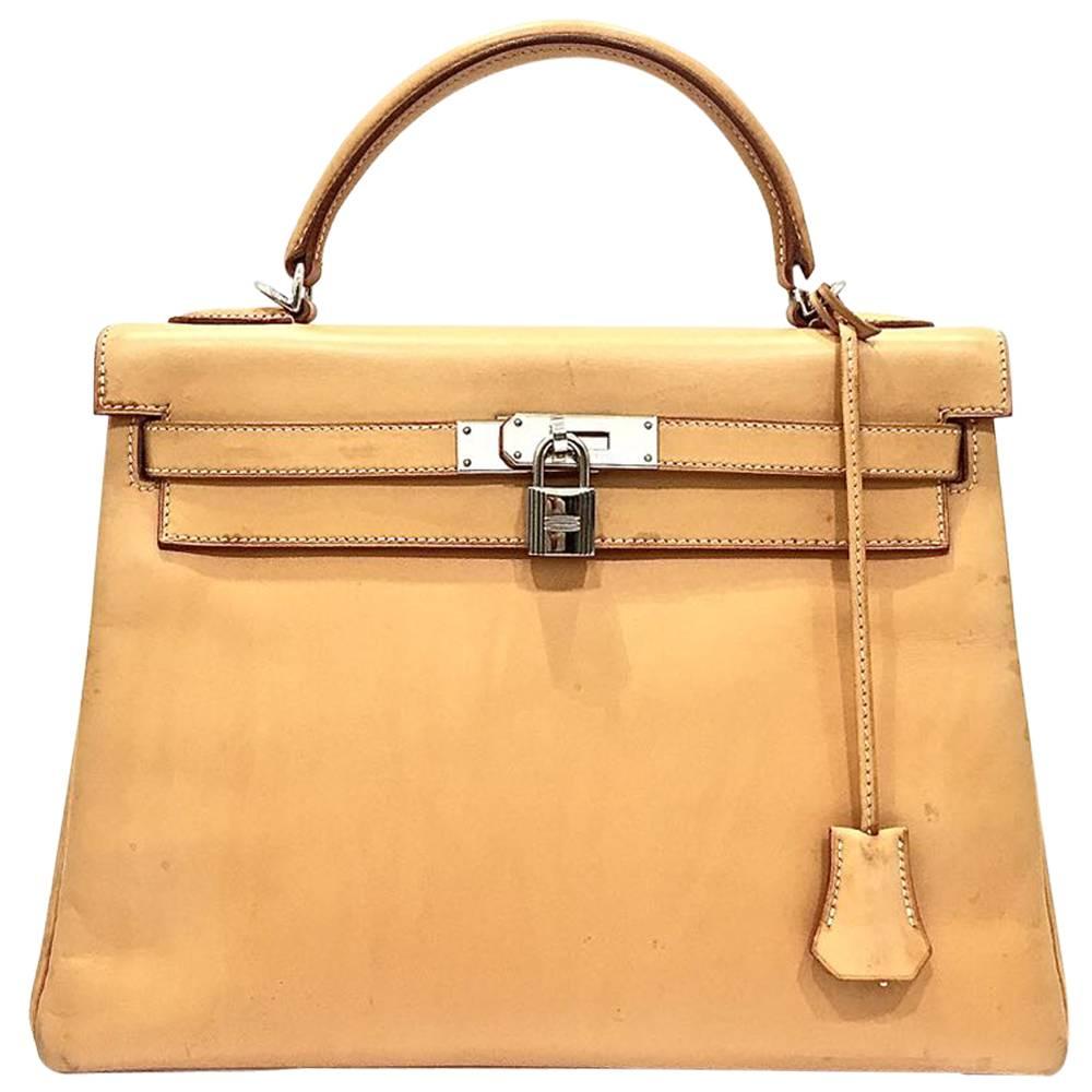 Hermes Naturelle Sable Natural Leather Sac Kelly 32 Bag, 2005 