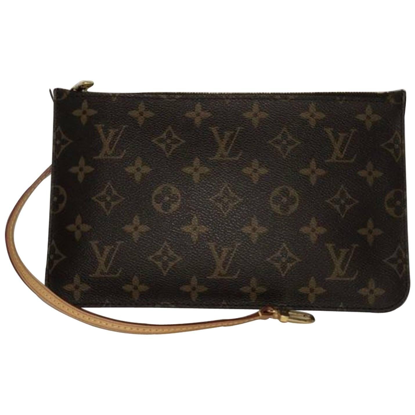 Louis Vuitton Monogram Neverfull MM/GM Pouch ONLY with Fuschia Interior Wristlet
