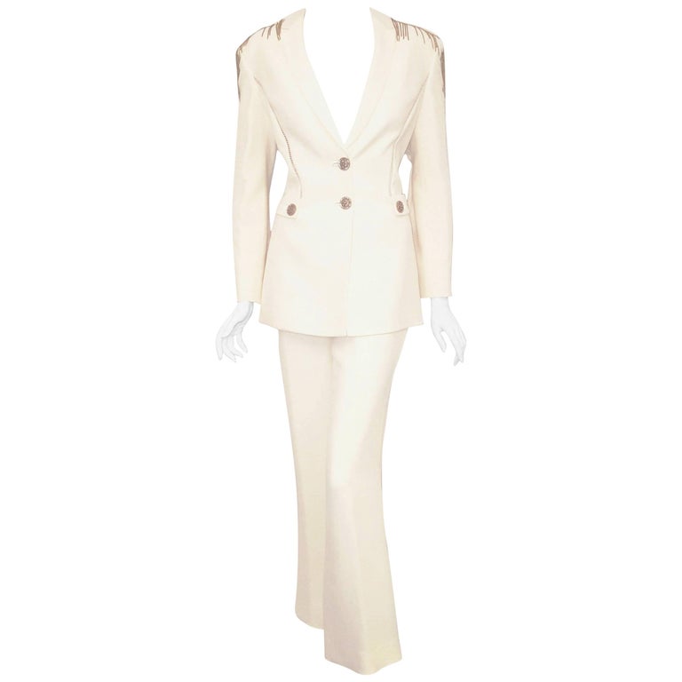 Va Voom Versace Cream Pant Suit Milan Fashion Week Autumn/Winter 2014