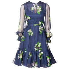 Vintage Valentino Organza Floral Pattern Dress