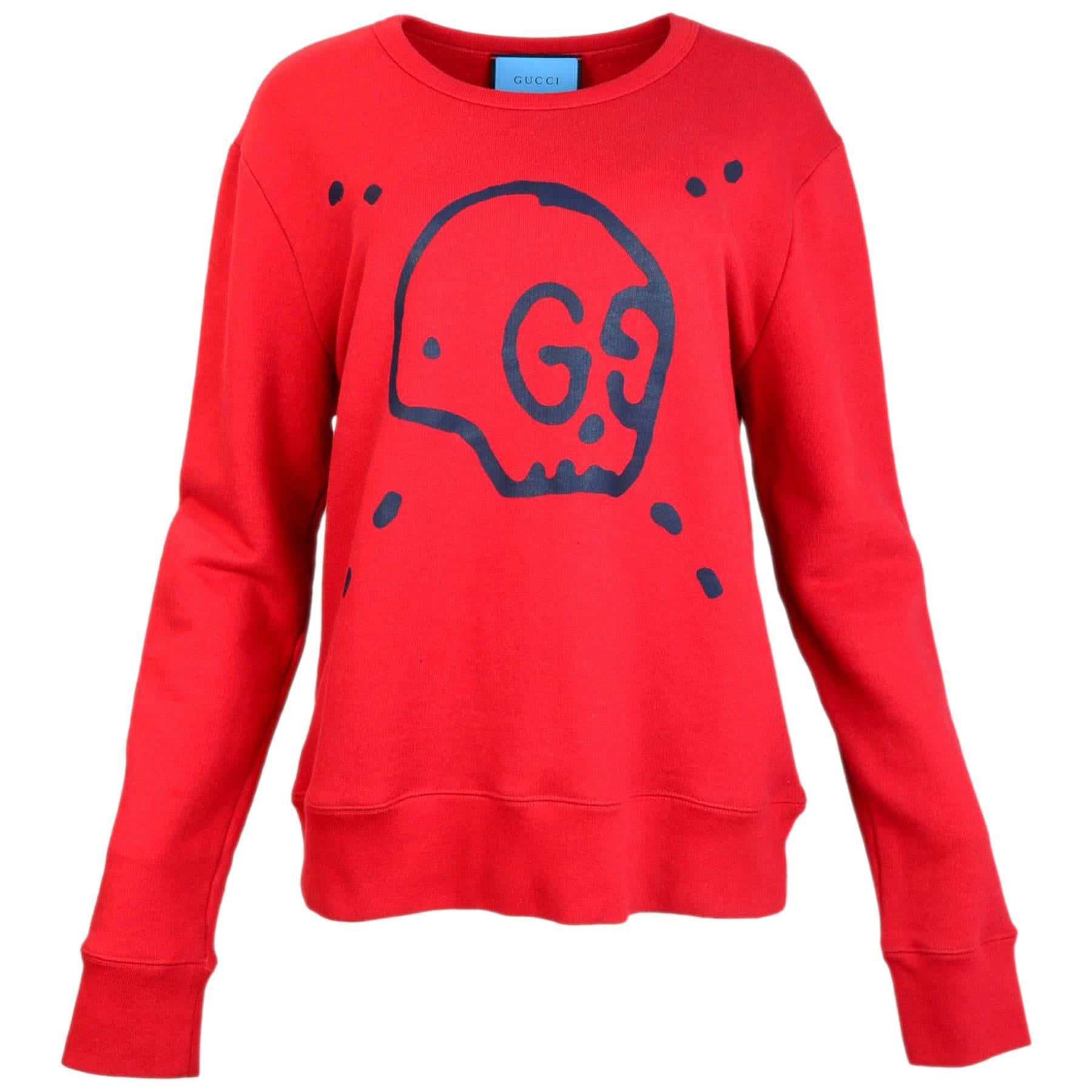 Gucci Men's Red GucciGhost Sweatshirt Sz L