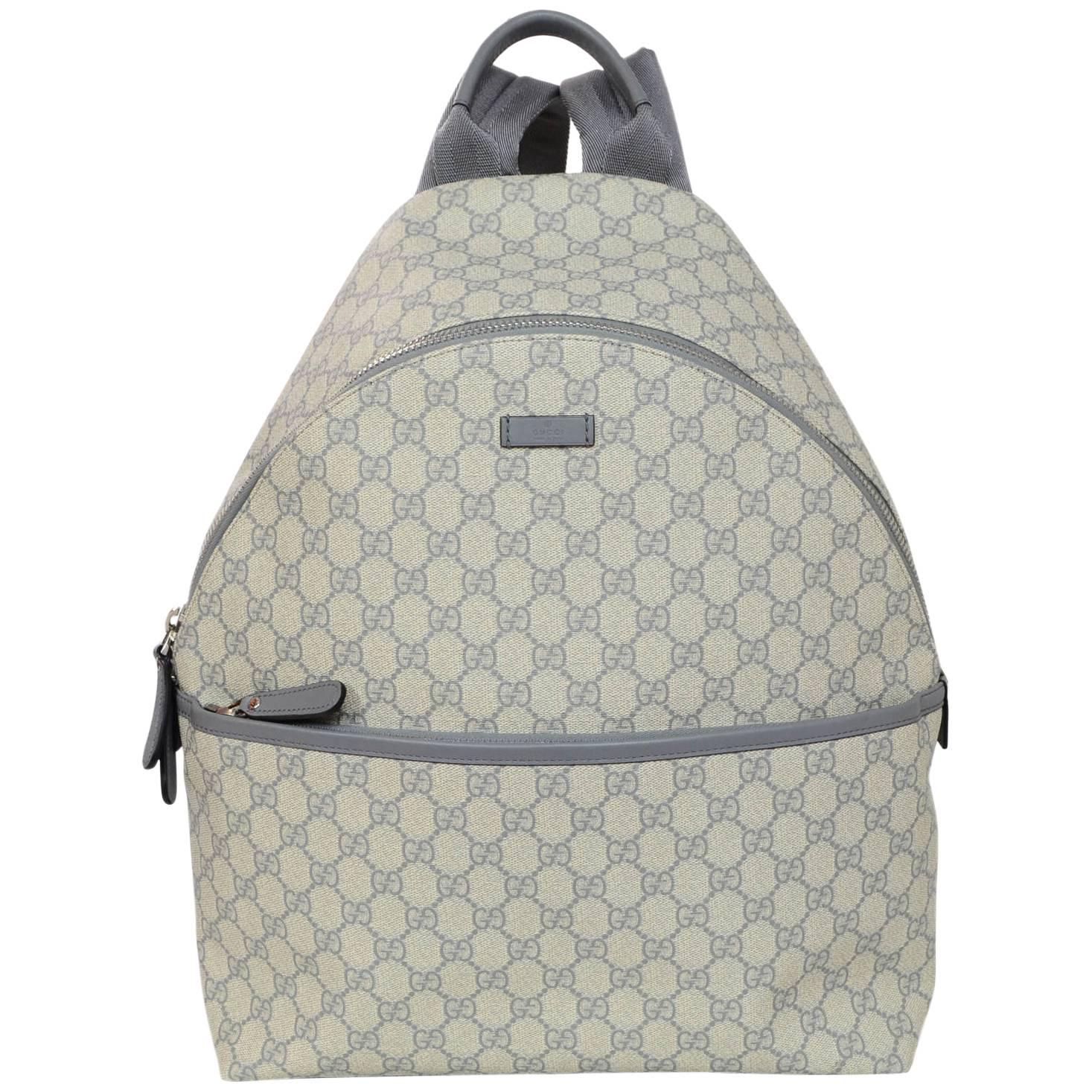 Gucci Grey Monogram GG Supreme Backpack Bag