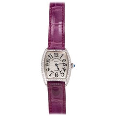 Franck Muller Montre Femme 18k Cintree Curvex Diamant Bracelet Crocodile Boîte Papiers