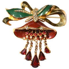 Vintage 1930s Adolph Katz Coro Lotus Flower Brooch