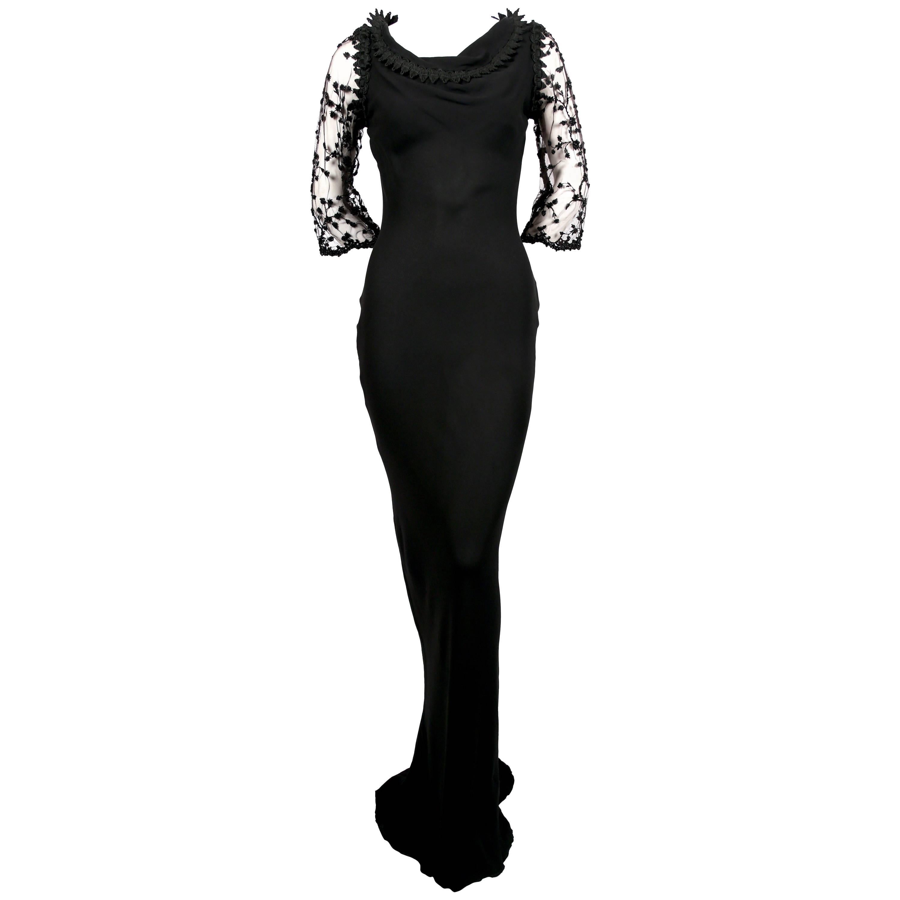 Yves Saint Laurent silk mousseline bias cut gown with beading