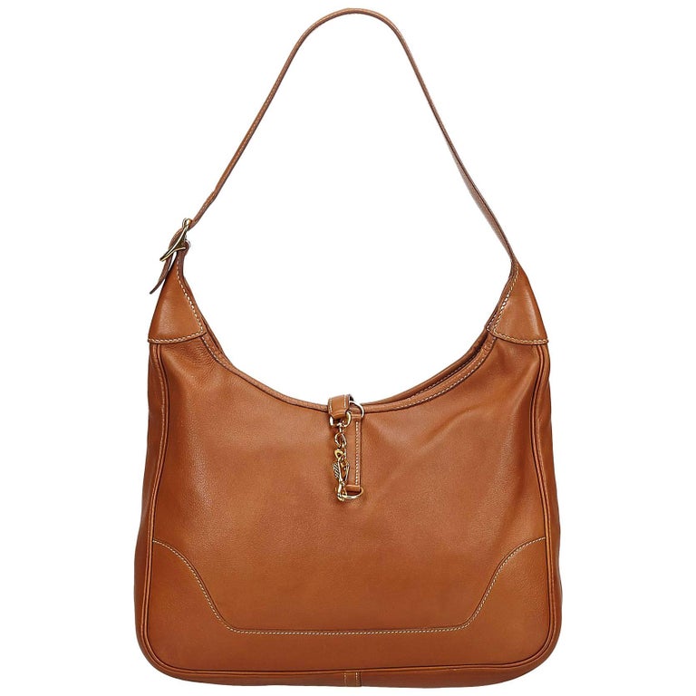 1973 Hermes Toile and Leather Extra Large Trim Bag at 1stdibs