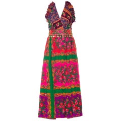 Vintage Morphew Collection Boho Patchwork Floral Wrap Dress 