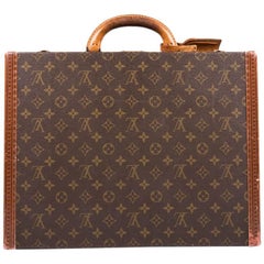 Retro Louis Vuitton President Brown Monogram Canvas and Leather Briefcase