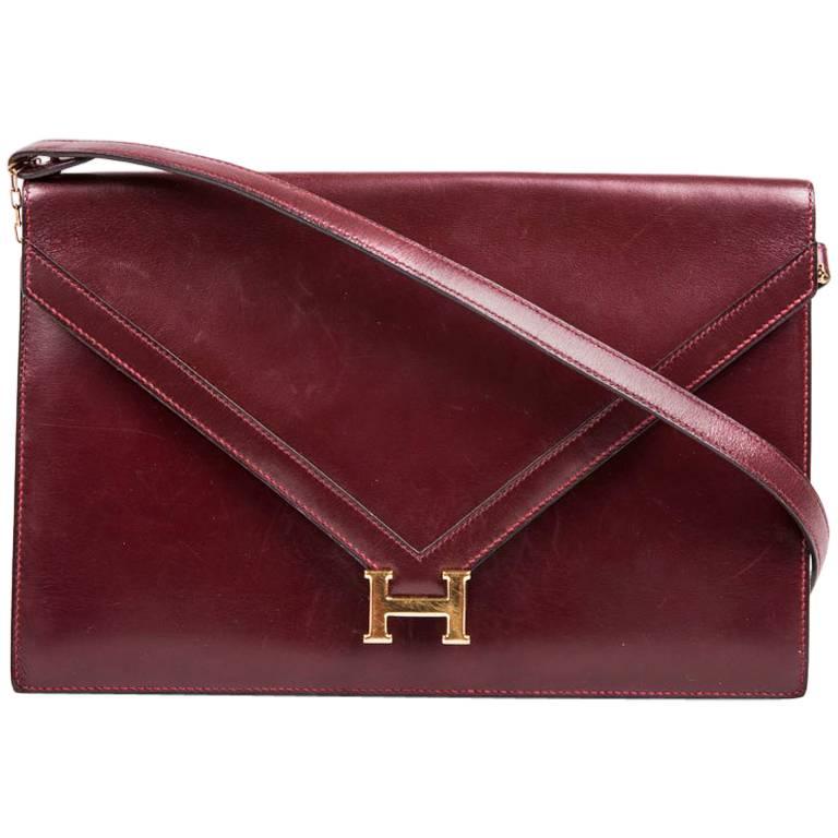 Hermès Vintage Red H Smooth Box Calfskin Leather "Lydie" Pouch Bag 