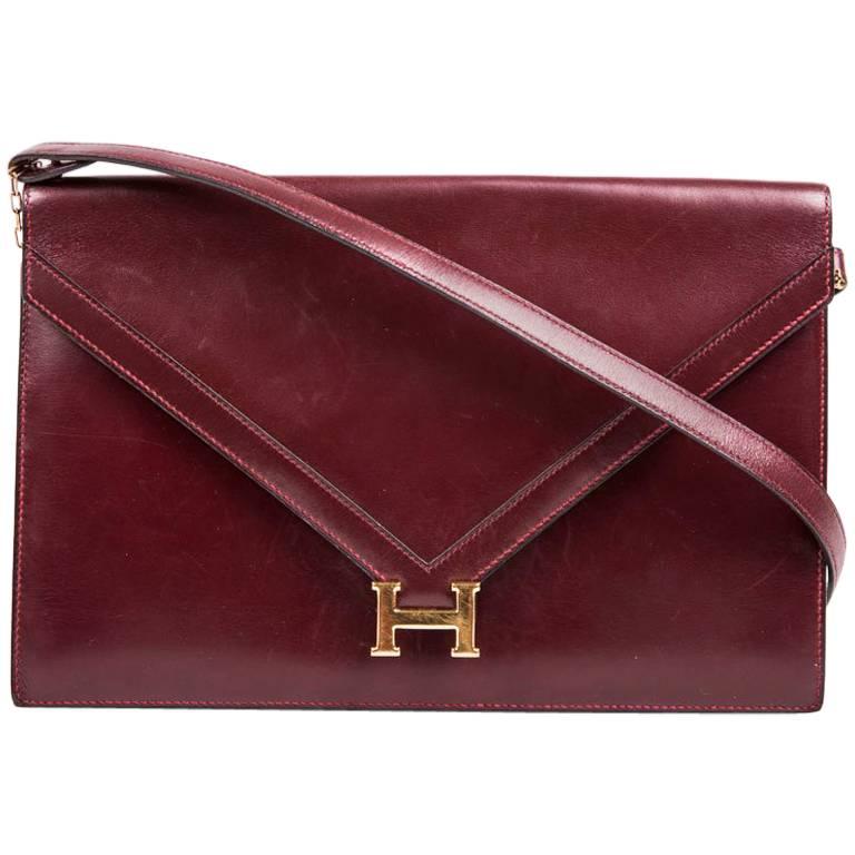 Hermès Vintage Red H Smooth Box Calfskin Leather "Lydie" Pouch Bag at