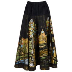 Retro 1950s hand painted Mexican Victoria Vancouver scenery print circle skirt