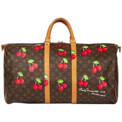 Vintage 1996 Louis Vuitton Hand-Painted Cherrie$ Keepall Bandouliere 55 