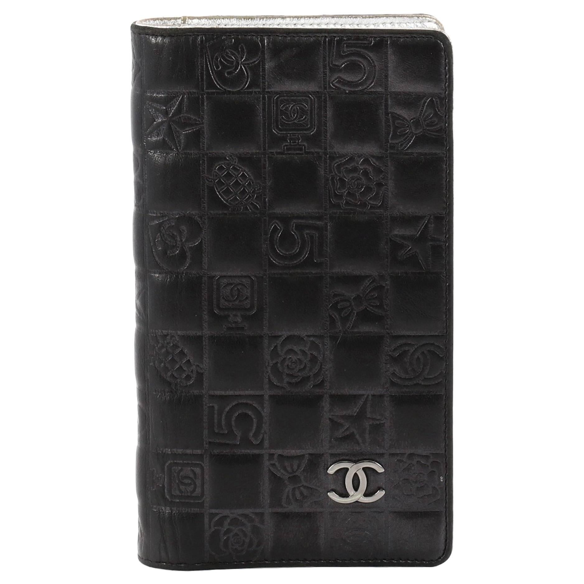 Chanel Precious Symbols Yen Wallet Embossed Quilted Lambskin Long 
