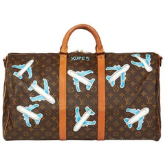 Vintage 1987 Louis Vuitton Hand-Painted Paper Plane$ Keepall Bandouliere 55